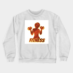 Fitness Emblem with Athletic Woman Silhouette Crewneck Sweatshirt